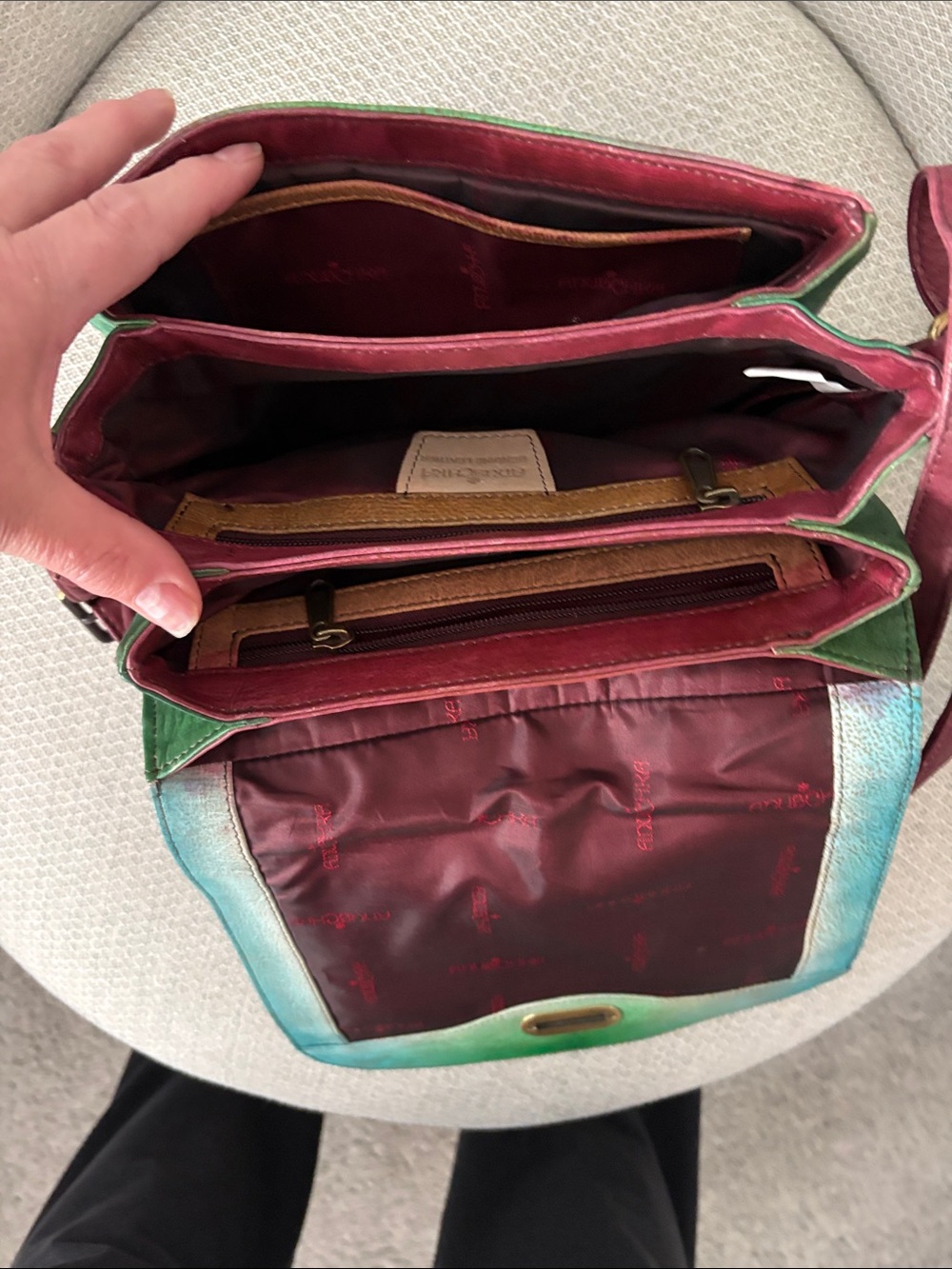 Anuschka Hand-Painted Leather Floral Crossbody Bag - Picture 5 of 6